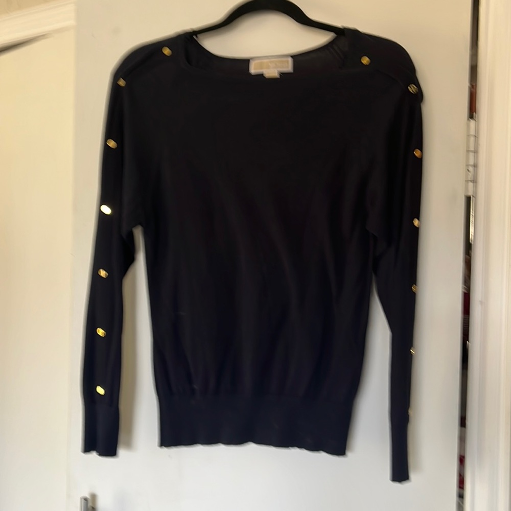 Michael Kors  navy blue sweater with gold trim